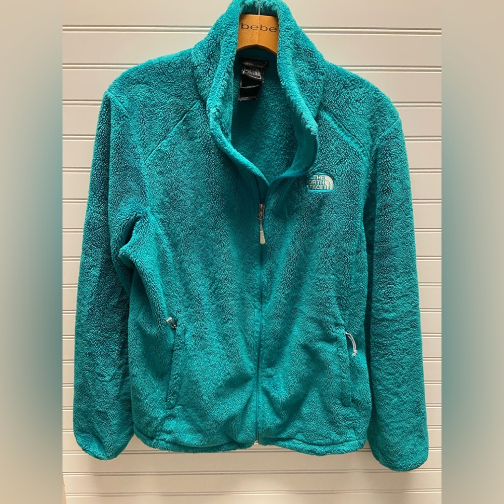 The North Face Turquoise Fuzzy Fleece Zip UP Jacket